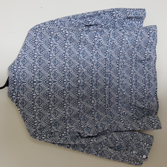 Harolds Byzantine Print Button-up Top Blue/ White 100% Cotton Size 10 - Picture 3 of 8